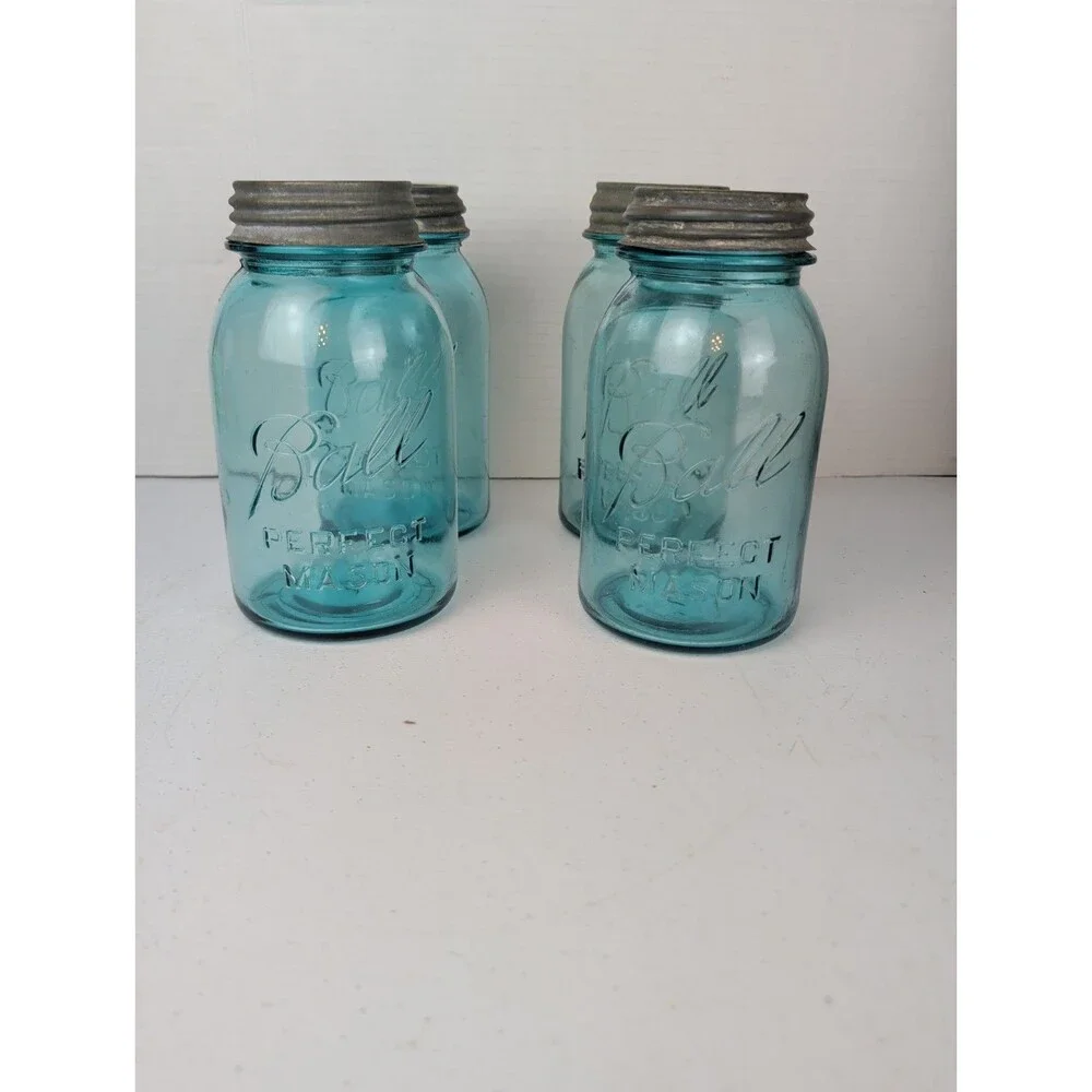 Lot Of 4 Vintage Blue Ball Quart 